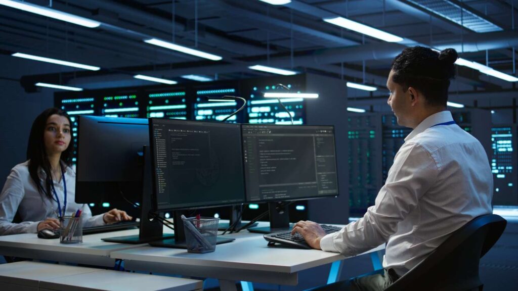 portrait cheerful engineer data center installing software computer (1)